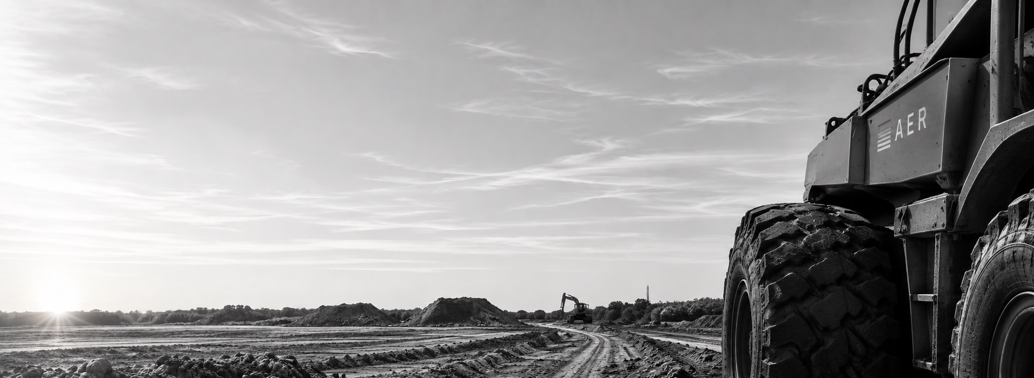 AER wheel loader on a haul road at a Dallas-Fort Worth earthworks site